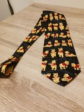 Winnie the Pooh Character Tie - Black & Yellow 100% Silk